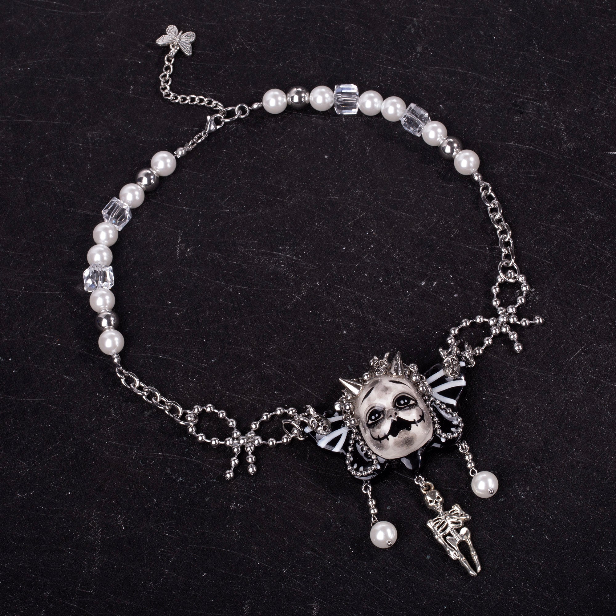 Horned Skeleton Butterfly Gothic Doll Necklace