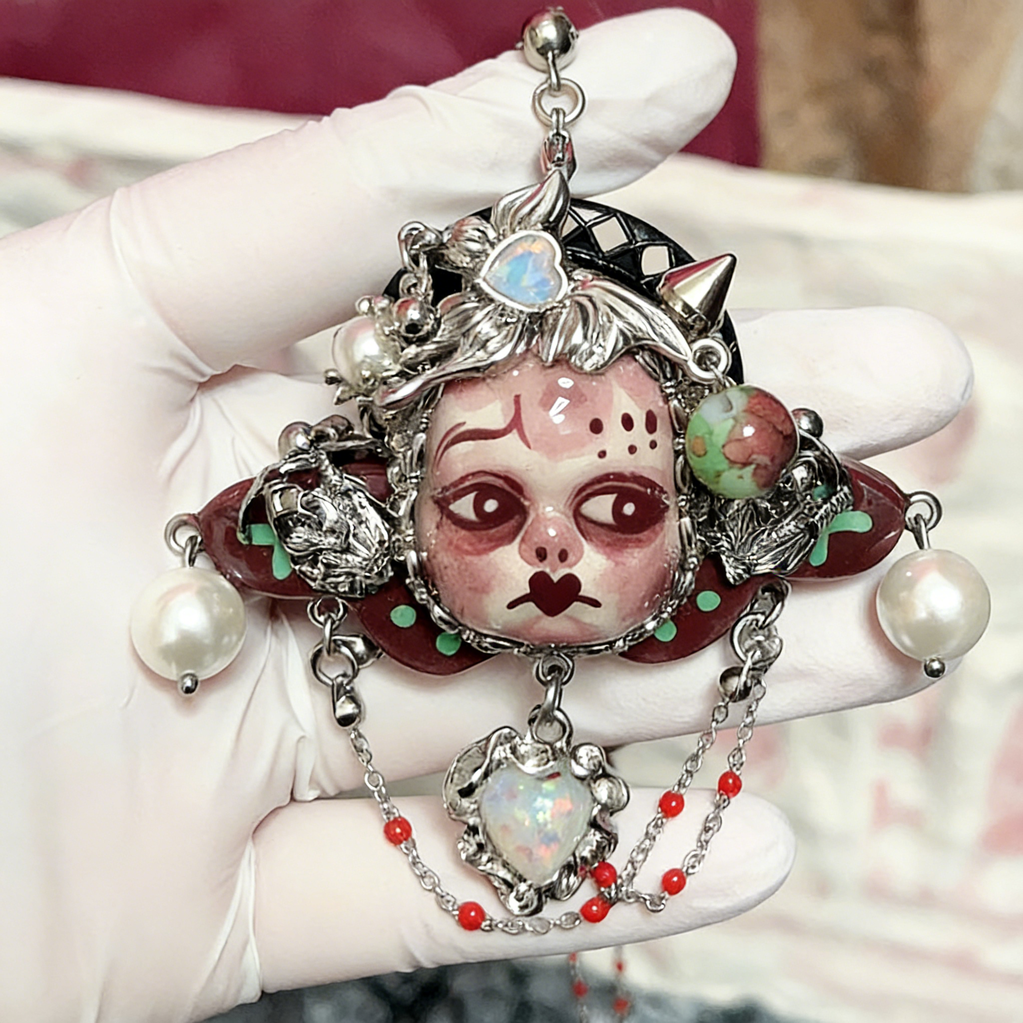 Violet Heart Nightmare Gothic Doll Necklace