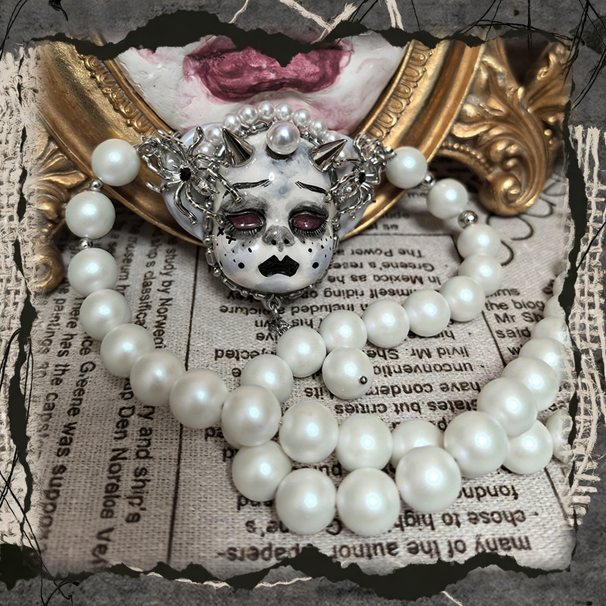 White Nightmare Gothic Doll Necklace