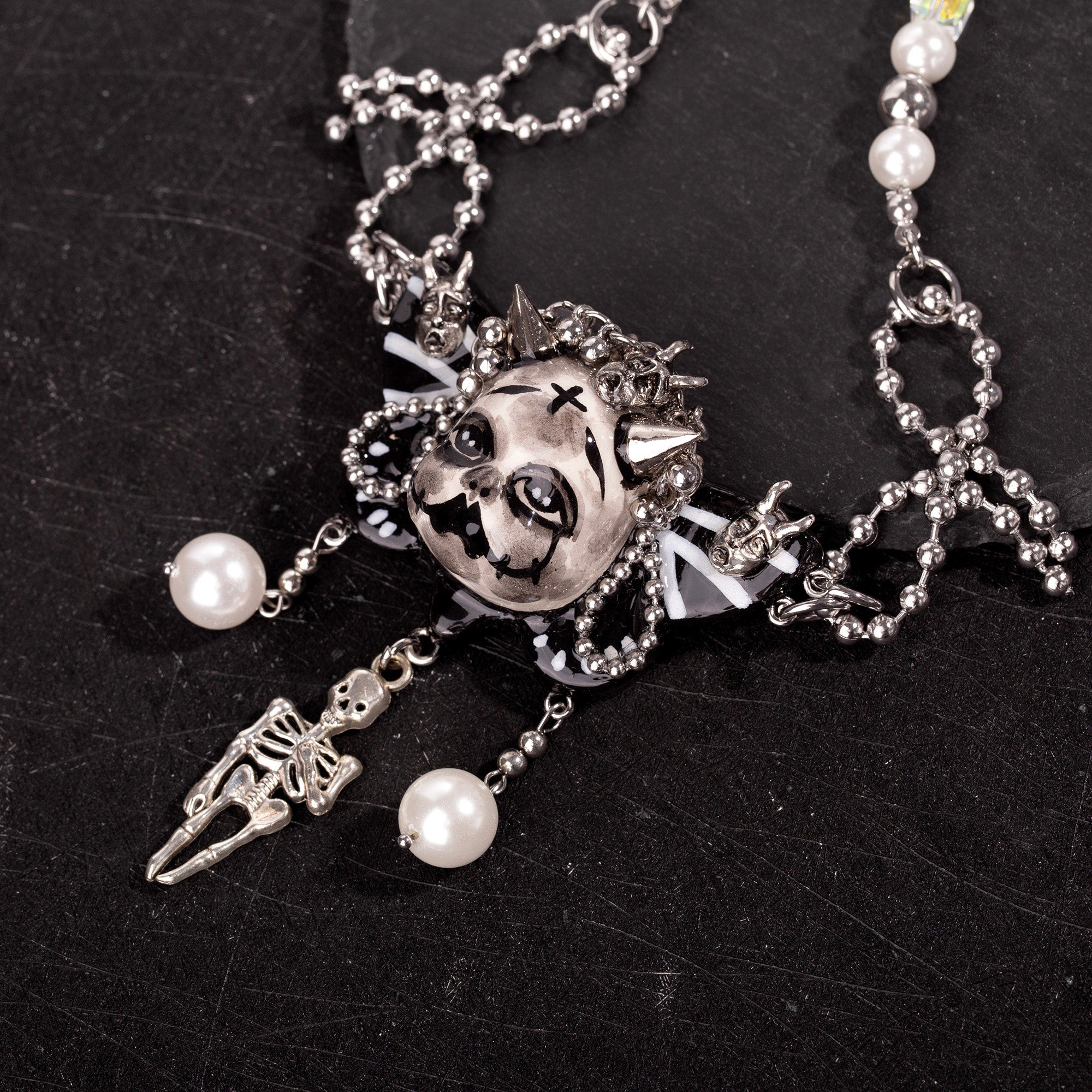 Horned Skeleton Butterfly Gothic Doll Necklace