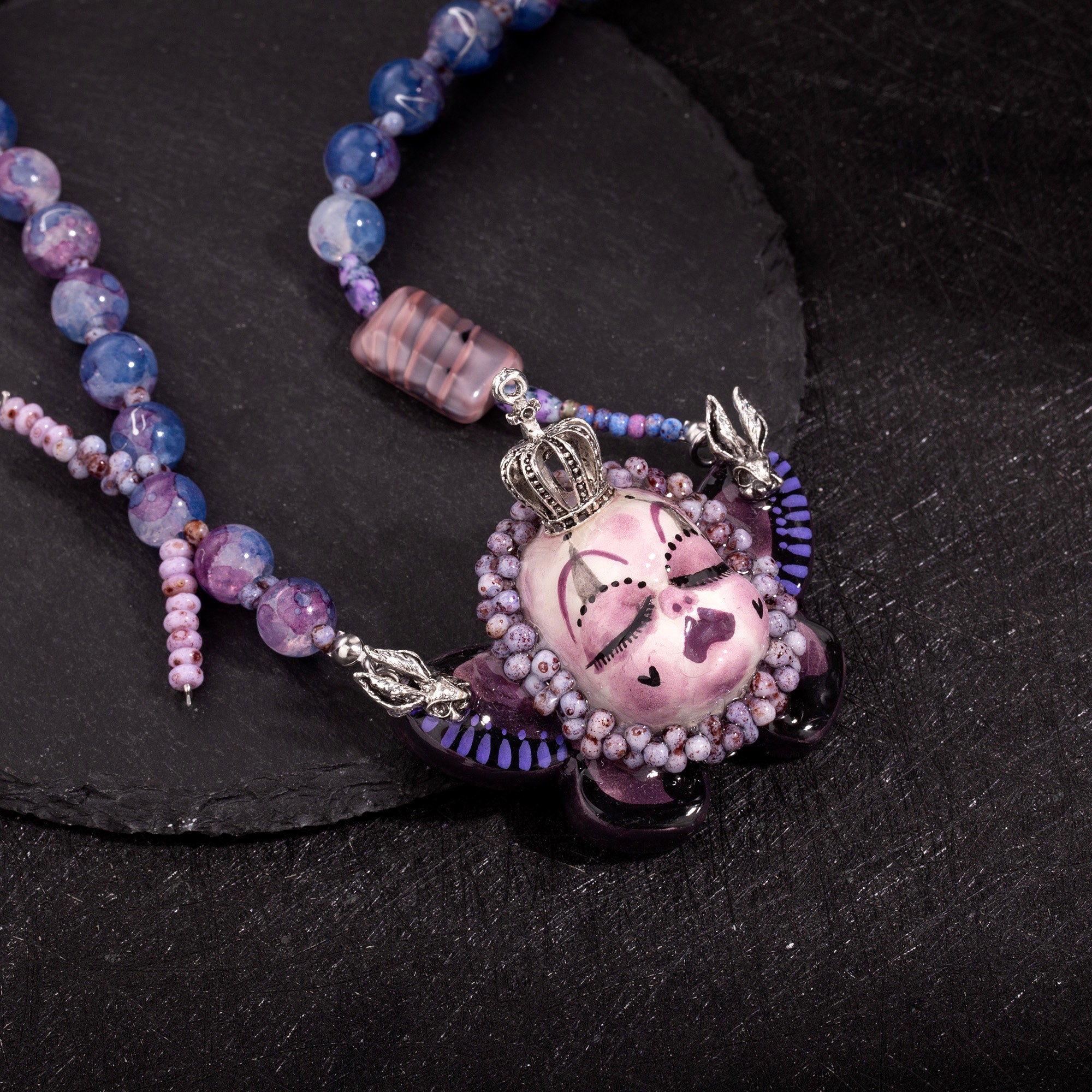 Violet Butterfly Slumber Gothic Doll Necklace