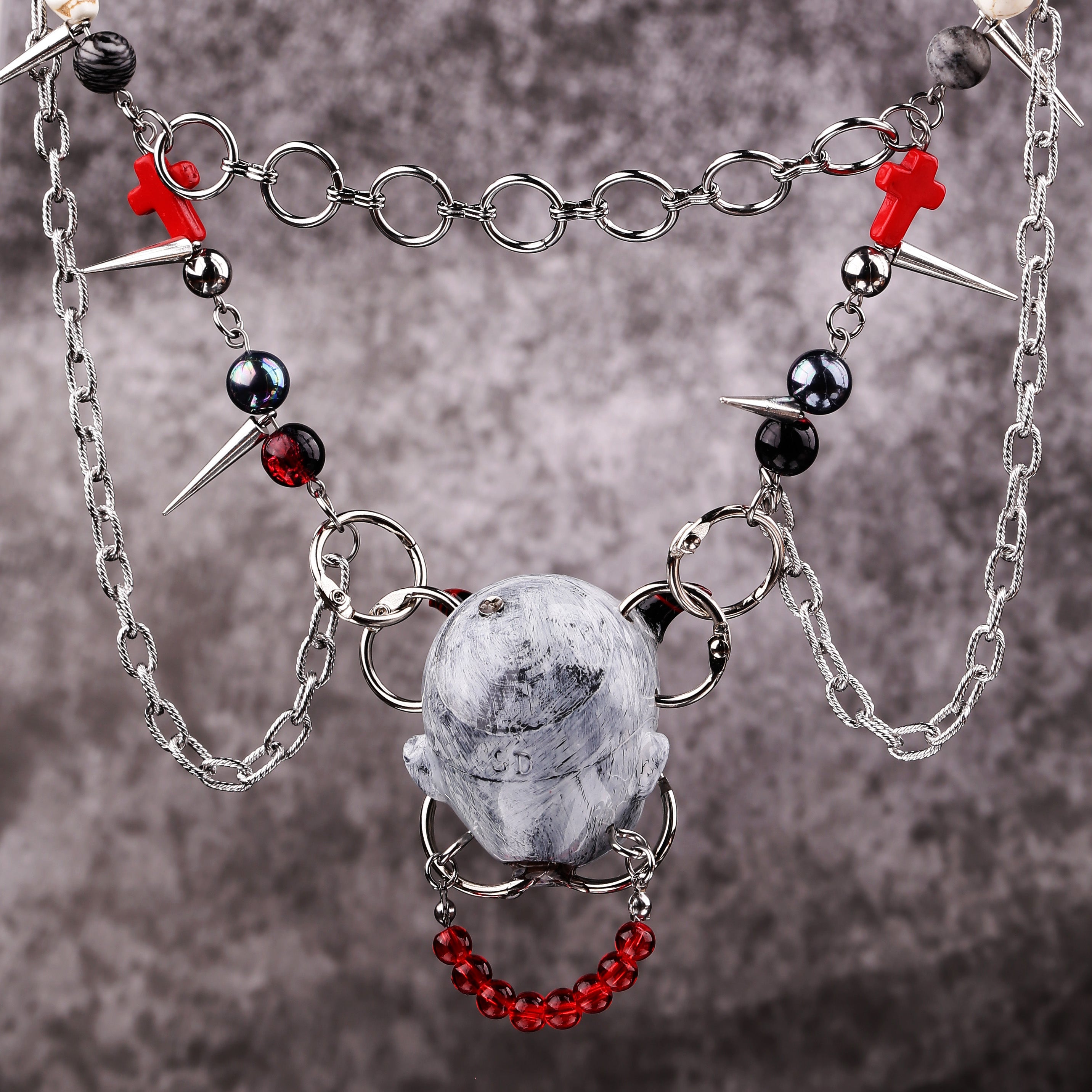 Gothic Devil Doll Head Necklace