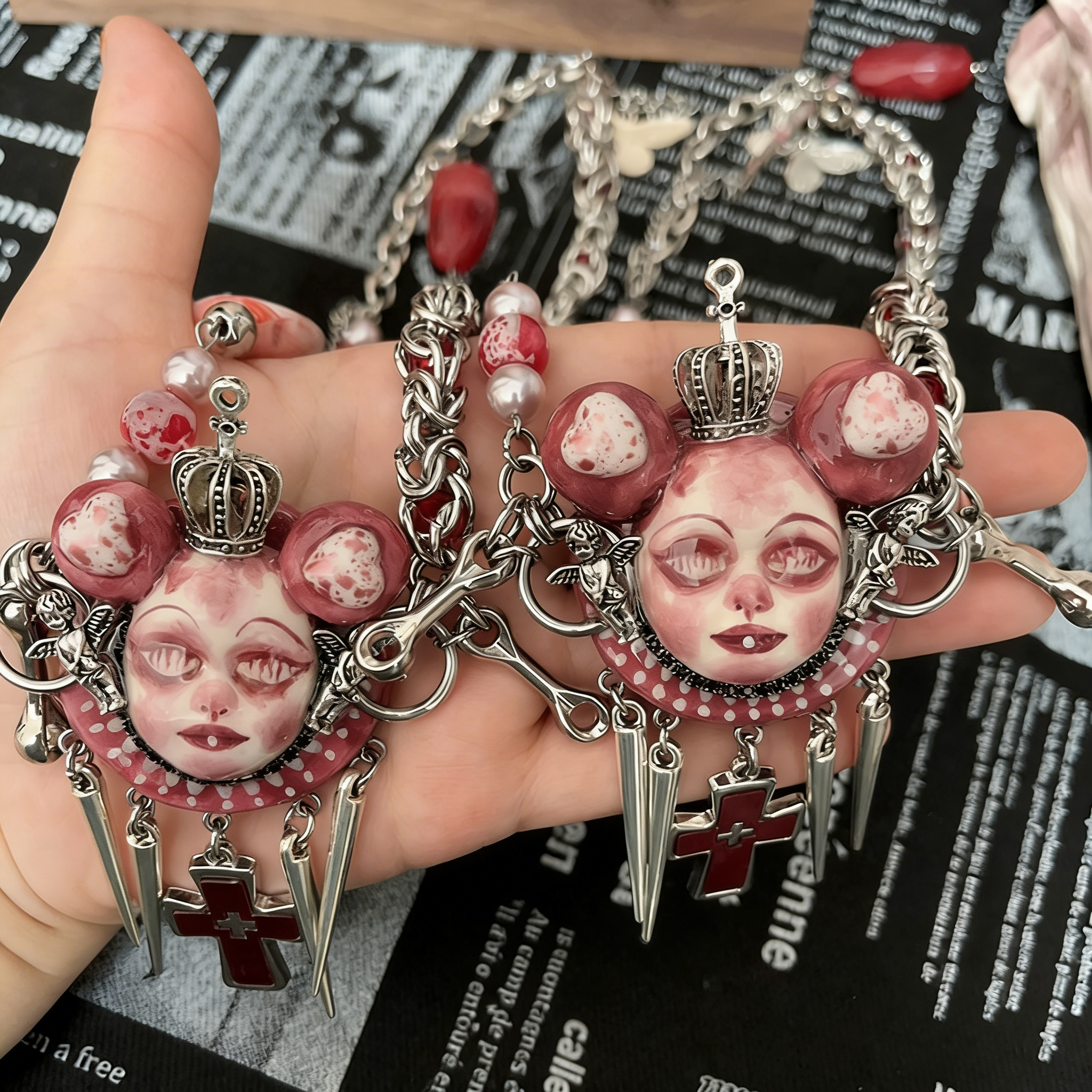 Crimson Crown Blood Cross Necklace