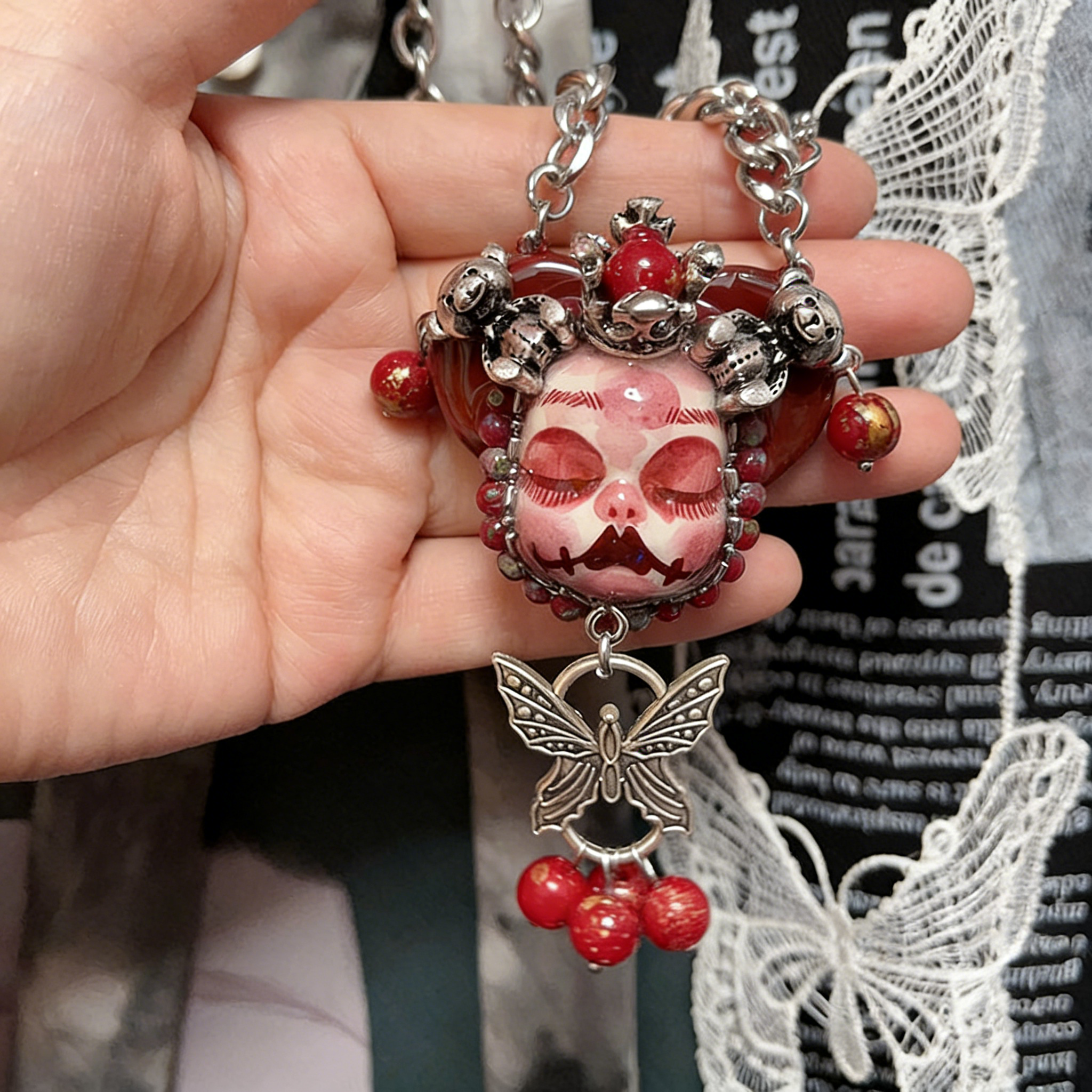 Butterfly Slumber Gothic Doll Necklace