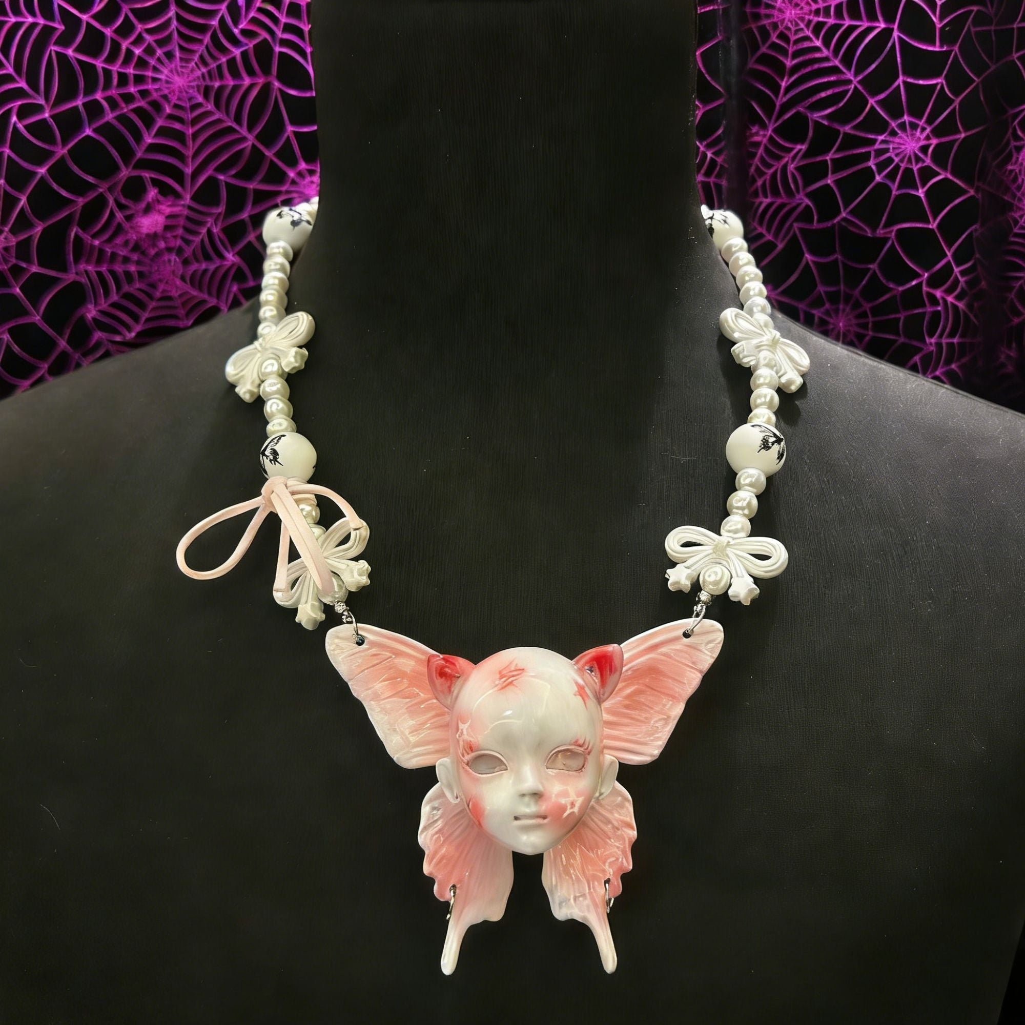 Cat Ear Butterfly Baby Head Necklace