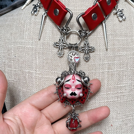 Handmade Red Queen Doll Face Choker