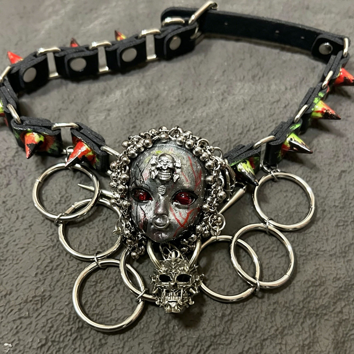 Handmade Blood Red Eye Doll Face Choker