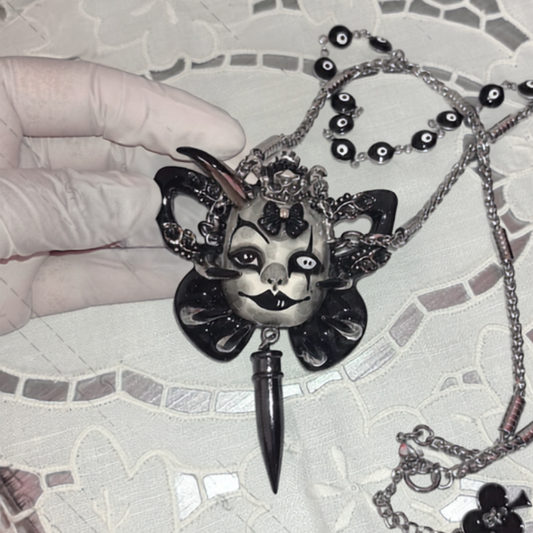 Dark Clown Butterfly Mask Layered Necklace