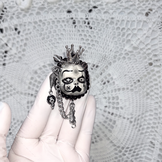Gothic Jester Hat Tip Crowned Doll Ring
