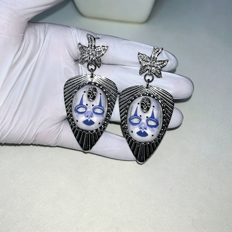Gothic Jester Mask Shield Statement Dangle Earring