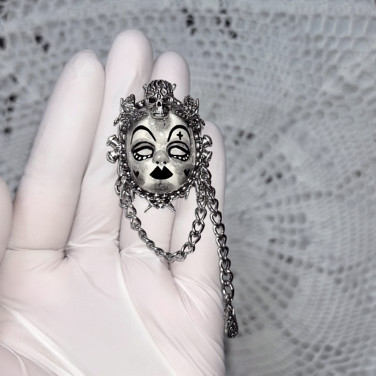 Jet Black Gothic Skull-Crowned Clown Ring