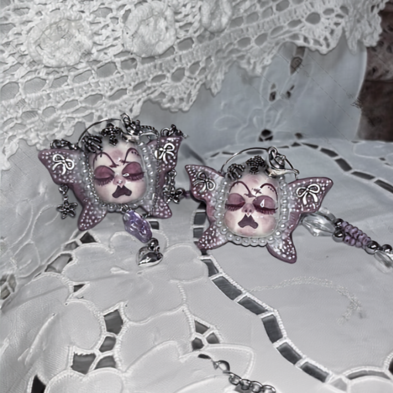 Lavender Gothic Butterfly Wings Doll Ring