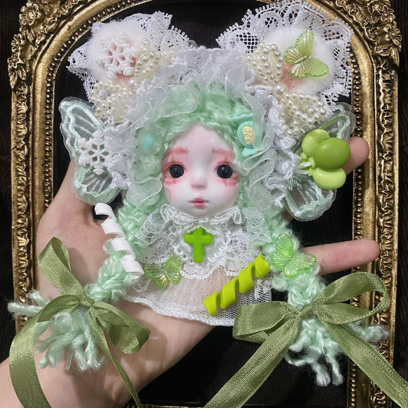 Mint Green Fairy And Butterfly Wing Art Doll Brooch