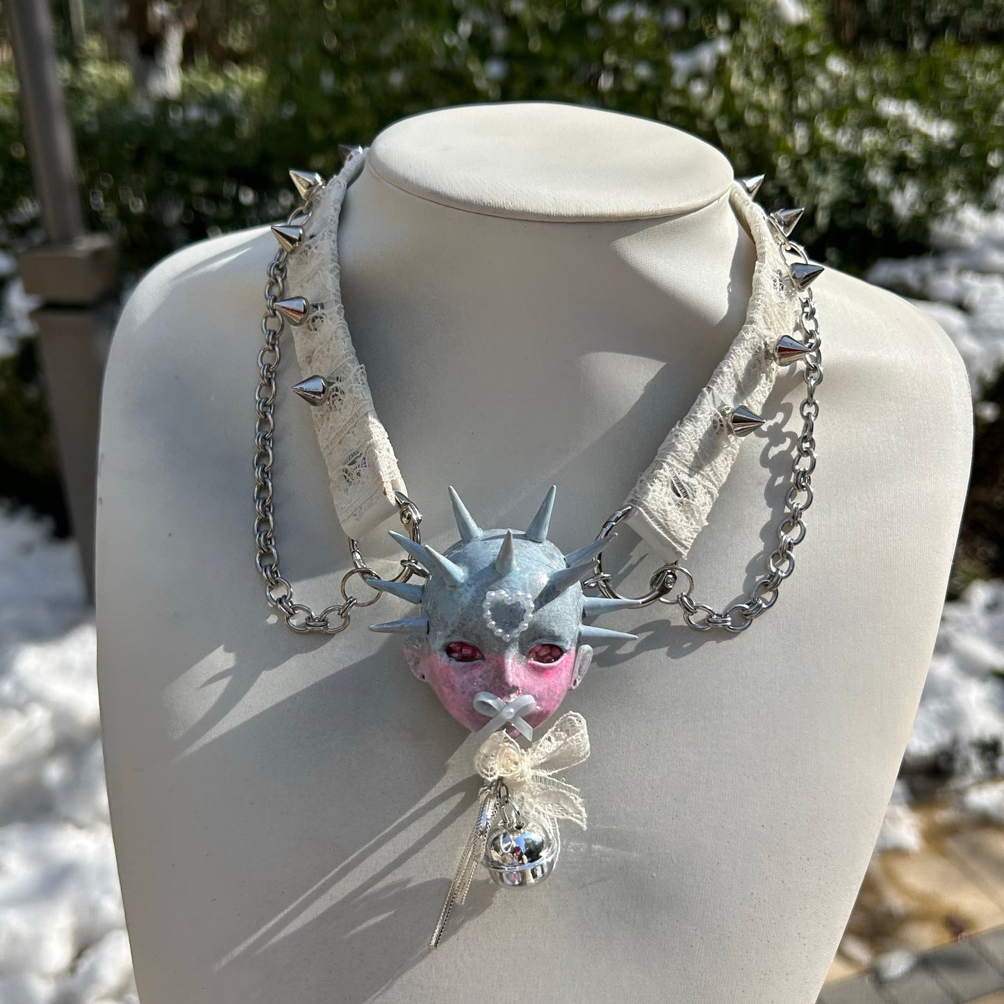 Bowknot Baby Head Lace Necklace