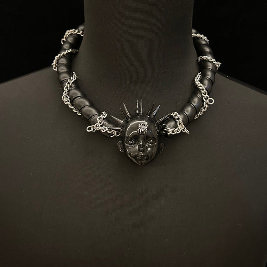 Creative Round Tube Black Spined Skeleton Choker