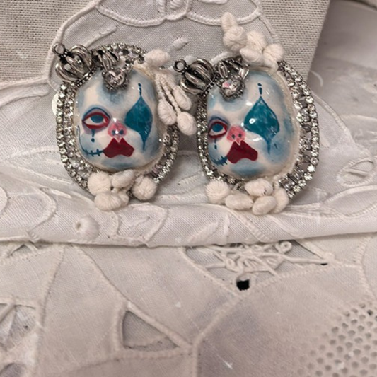 Pastel Blue Gothic Clown Mask Ring