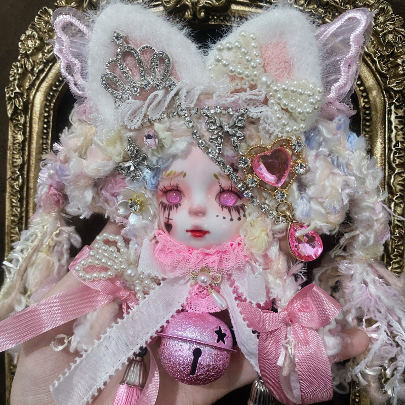 Pastel Cat Ear Plush Doll Brooch