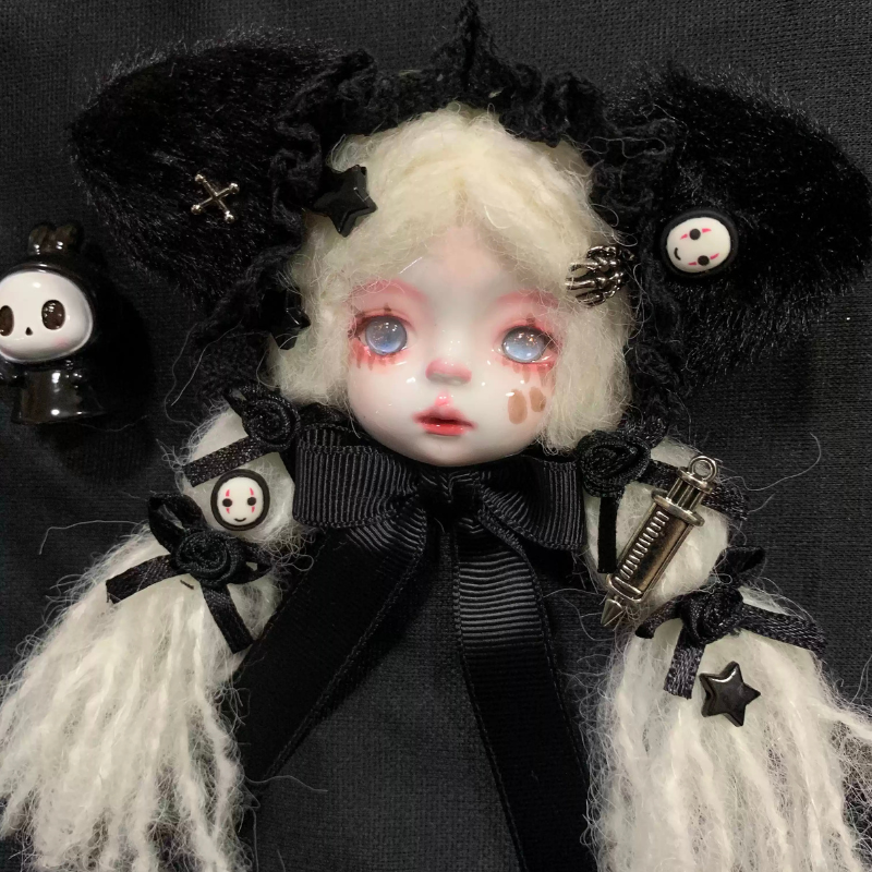 Platinum Blonde Gothic Art Doll Brooch
