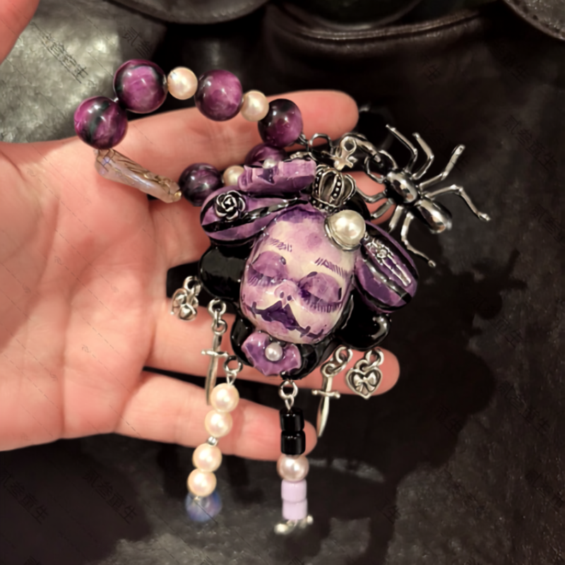 Romantic Goth Lavender Crowned Doll Keychain Bag Charm