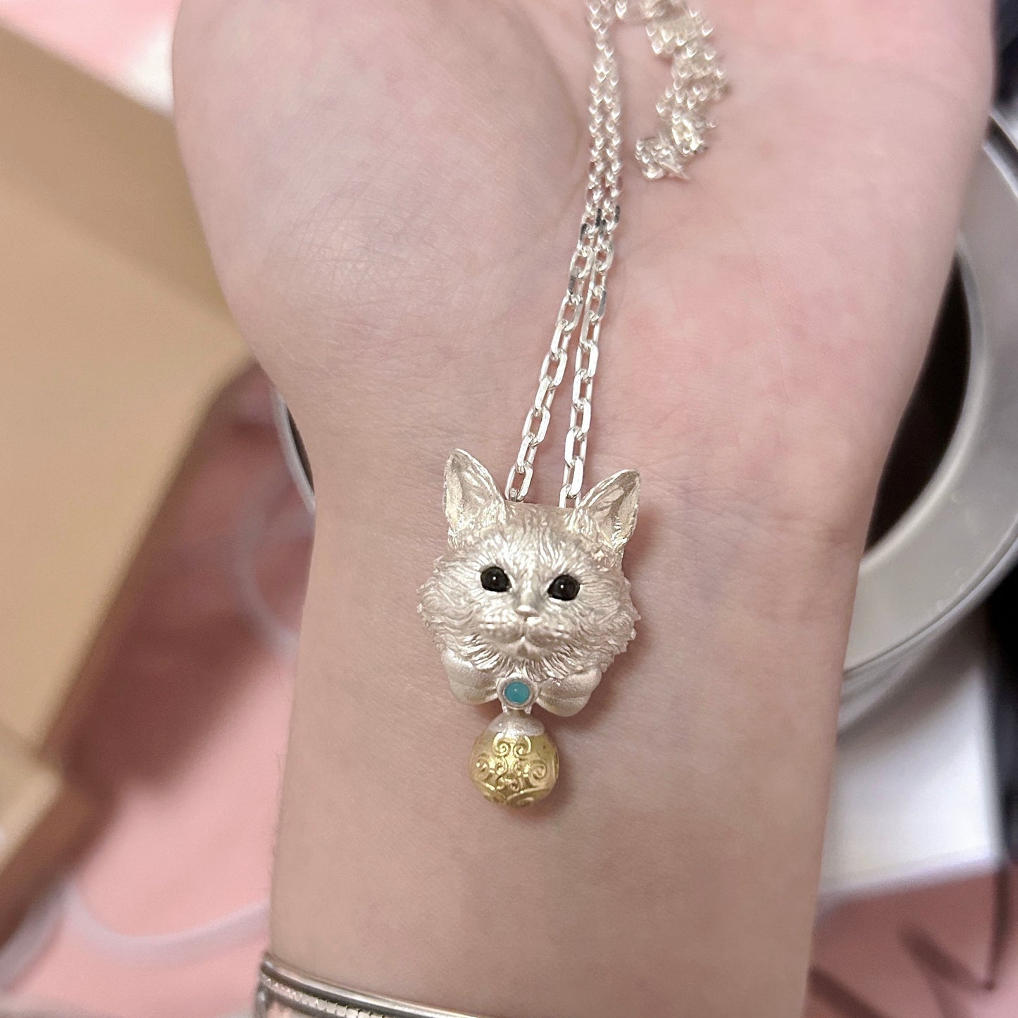 Sterling Silver Vintage Ragdoll Cat Necklace