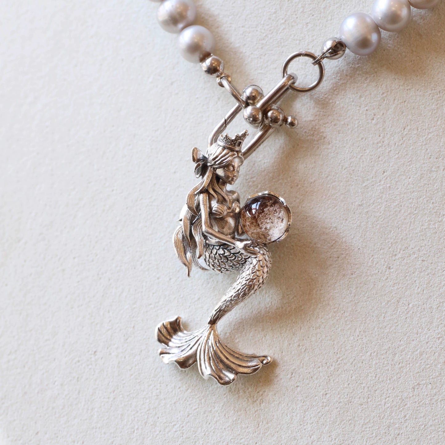 Vintage Mermaid Daughter of the Sea Ghost Stone Necklace