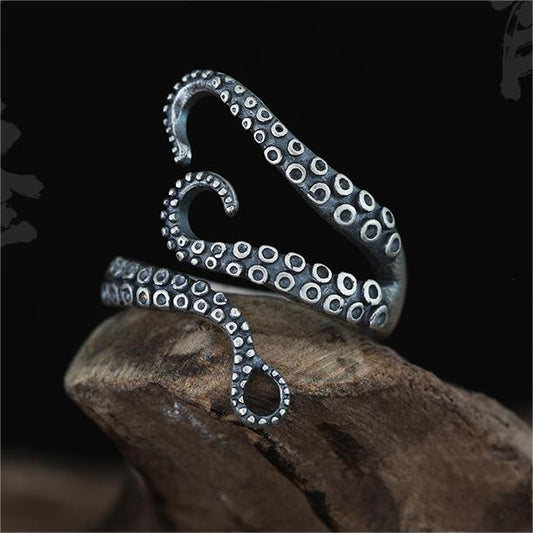 Octopus Tentacles Opening 925 Silver Ring -   Sunro Raven