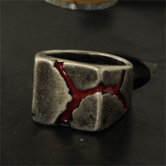 Red Cracked Sterling Silver Ring - Sunro Raven
