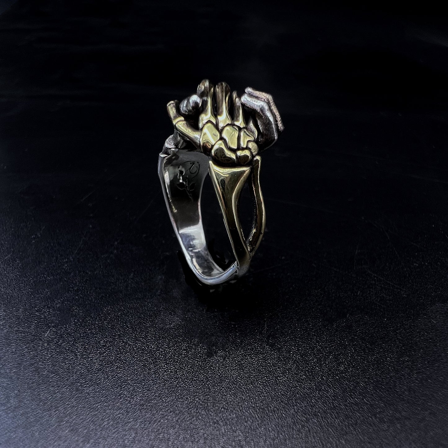 Skull Hand Two Color Hip Hop Ring