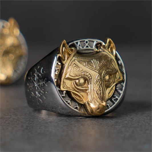 Viking Wolf Head Index Finger Ring -Sunro Raven