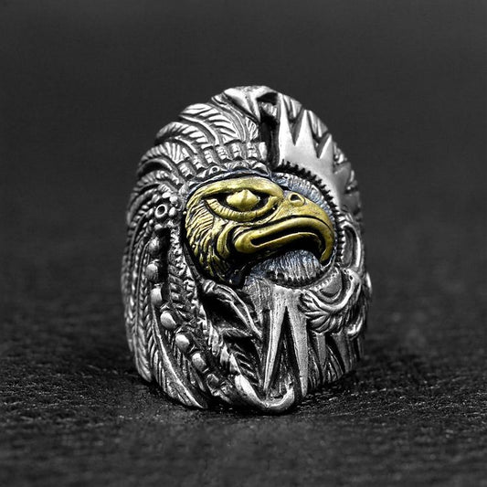 Indian Style Eagle Sterling Silver Ring Sunro Raven