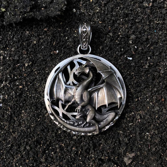 Dragon Medal Sterling Silver Pendant Sunro Raven