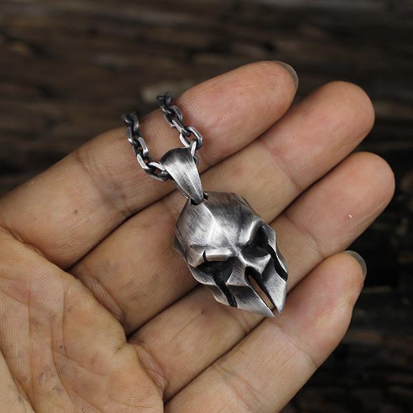 Sparta Helmet Silver Pendant Sunro Raven