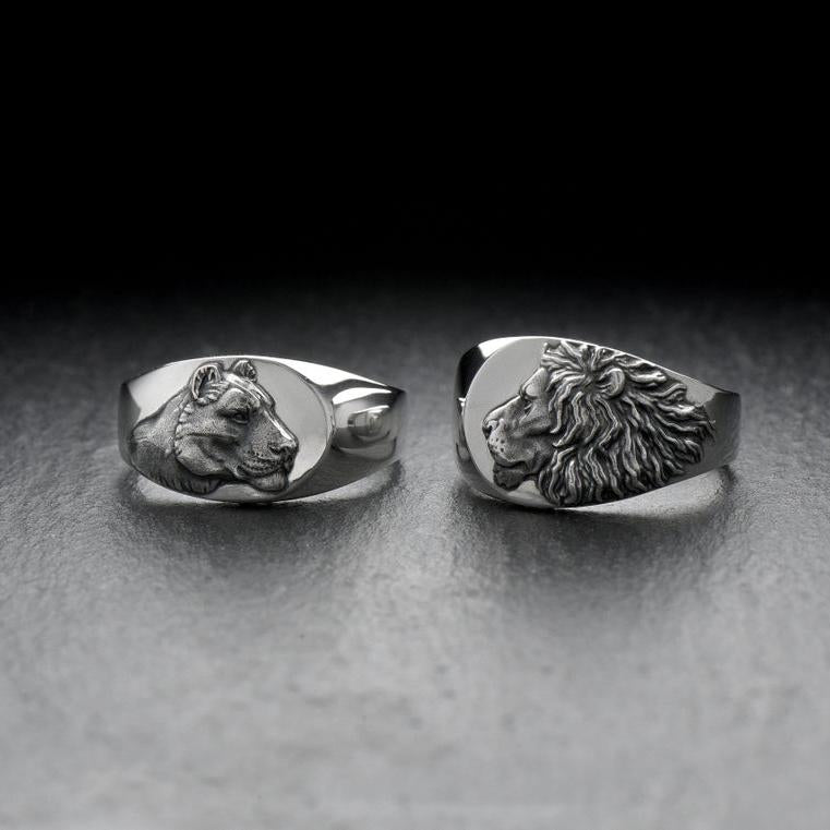 Lioness Signet Silver Ring Sunro Raven