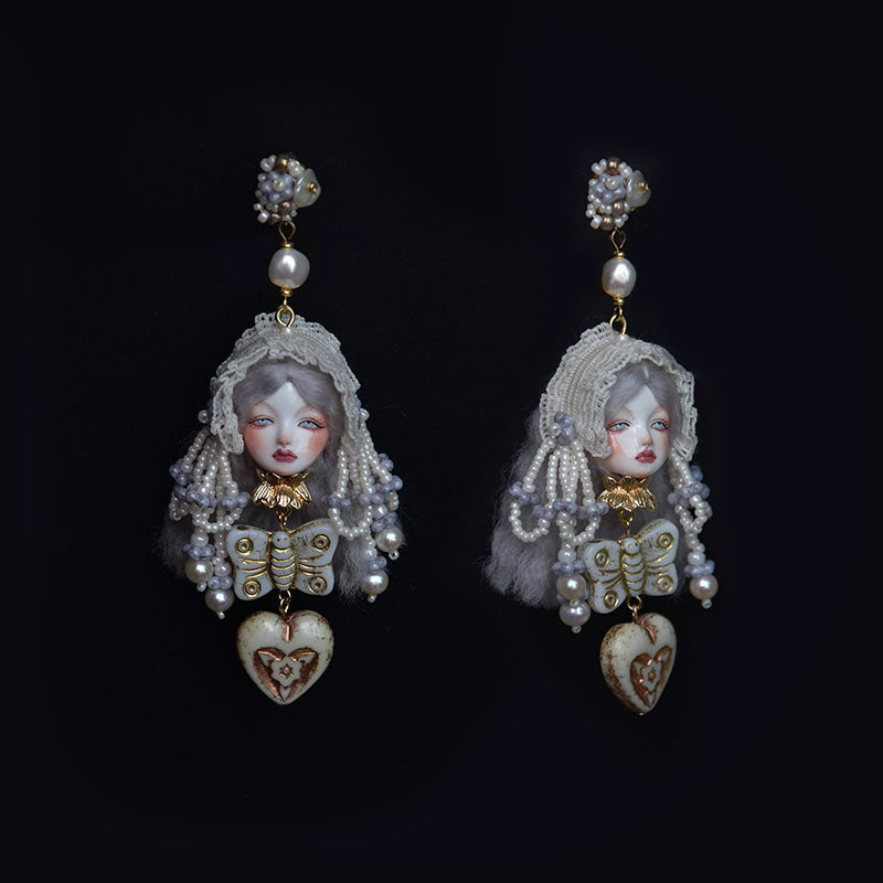 Handmade Vintage Lolita Doll Earrings