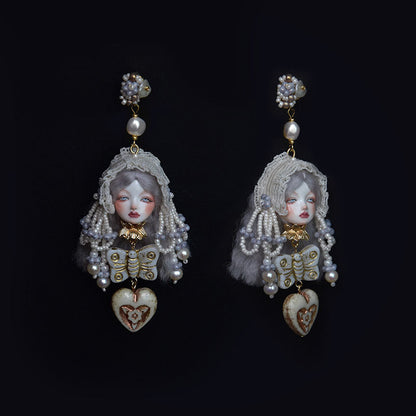 Handmade Vintage Lolita Doll Earrings