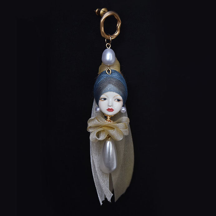 Handcrafted Clay “The Girl with a Pearl Earring”Earrings