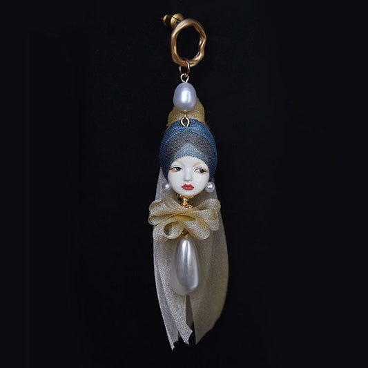 Handcrafted Clay “The Girl with a Pearl Earring”Earrings