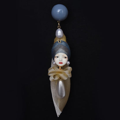 Handcrafted Clay “The Girl with a Pearl Earring”Earrings