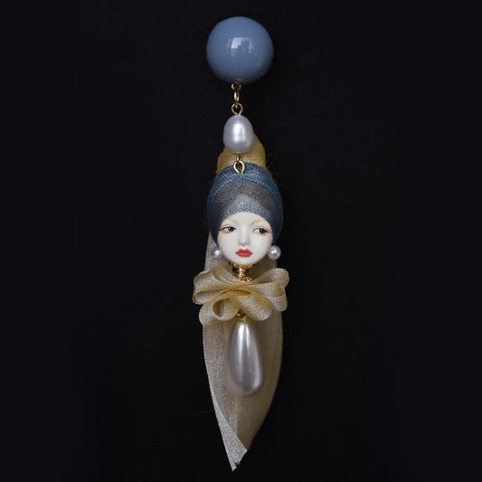 Handcrafted Clay “The Girl with a Pearl Earring”Earrings