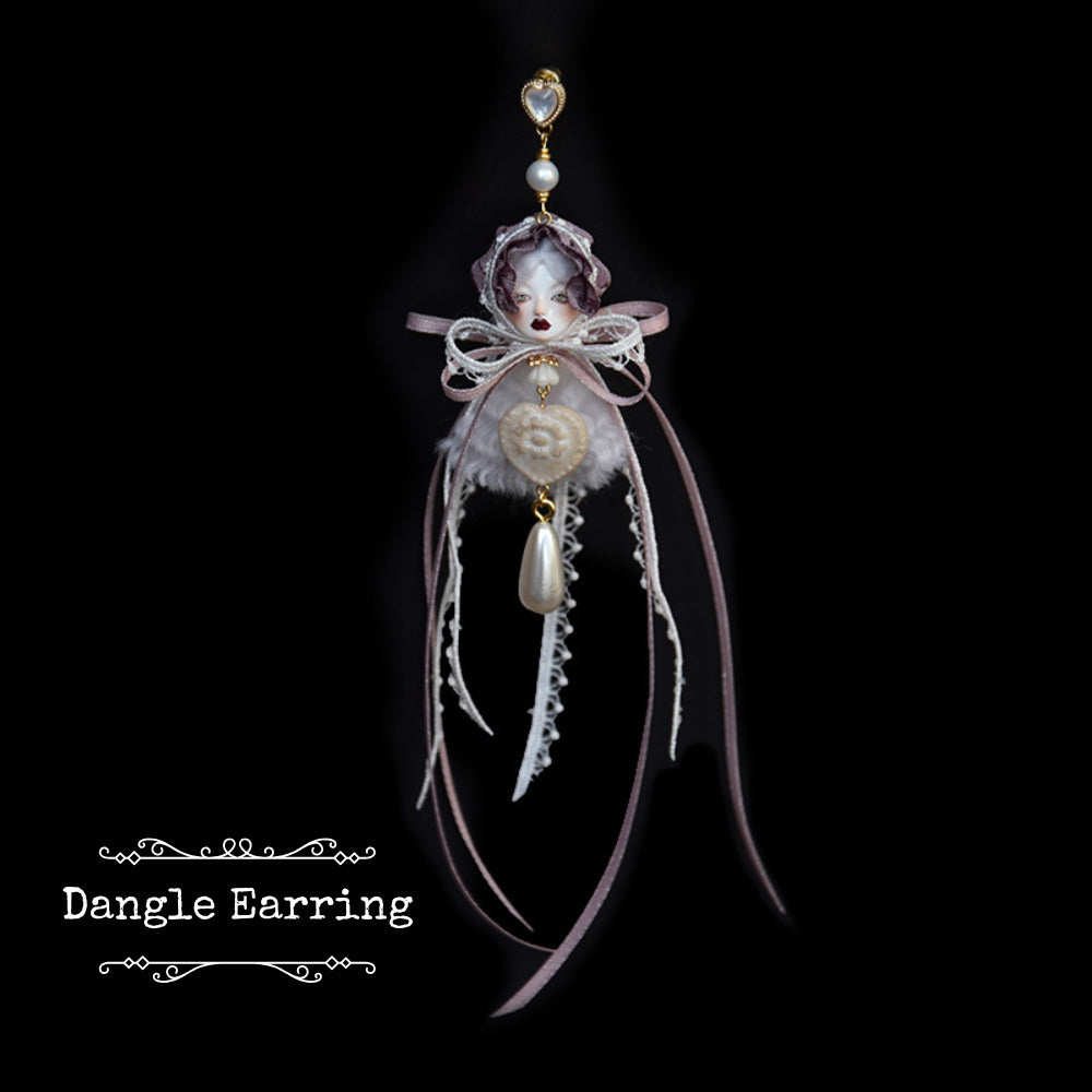 Handcrafted Alice Doll Pearl Earrings