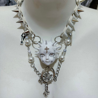 White Cross Pearl Choker