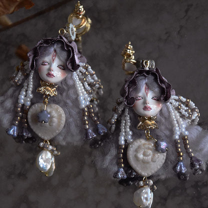Handmade Pearl Lolita Doll Earrings