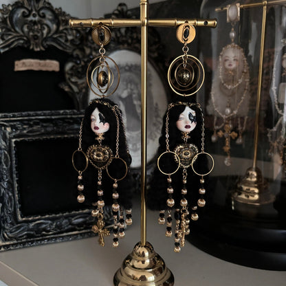 Dark Gothic Butterfly Tattoo Girl Earrings