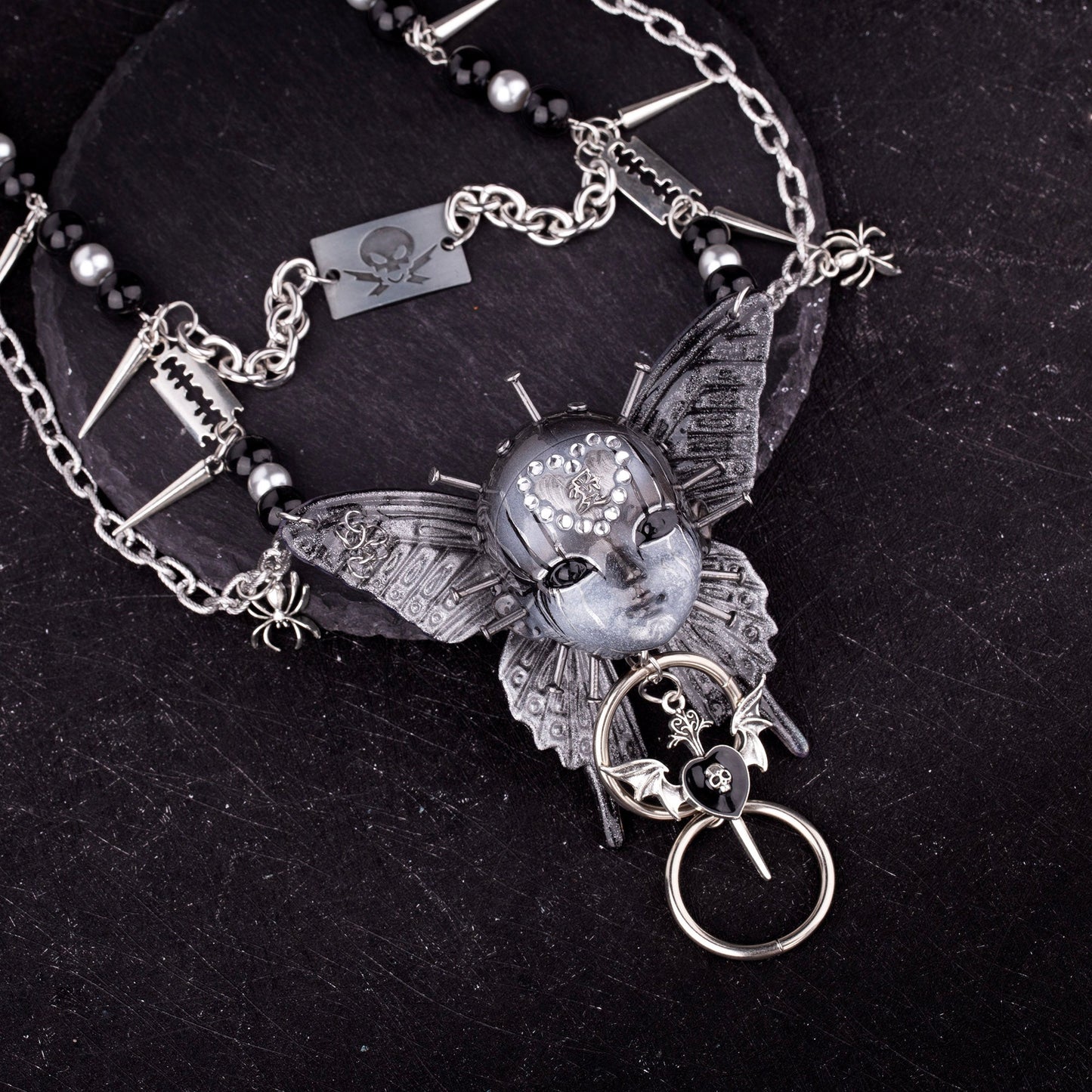 Gothic Metal Doll Head Necklace