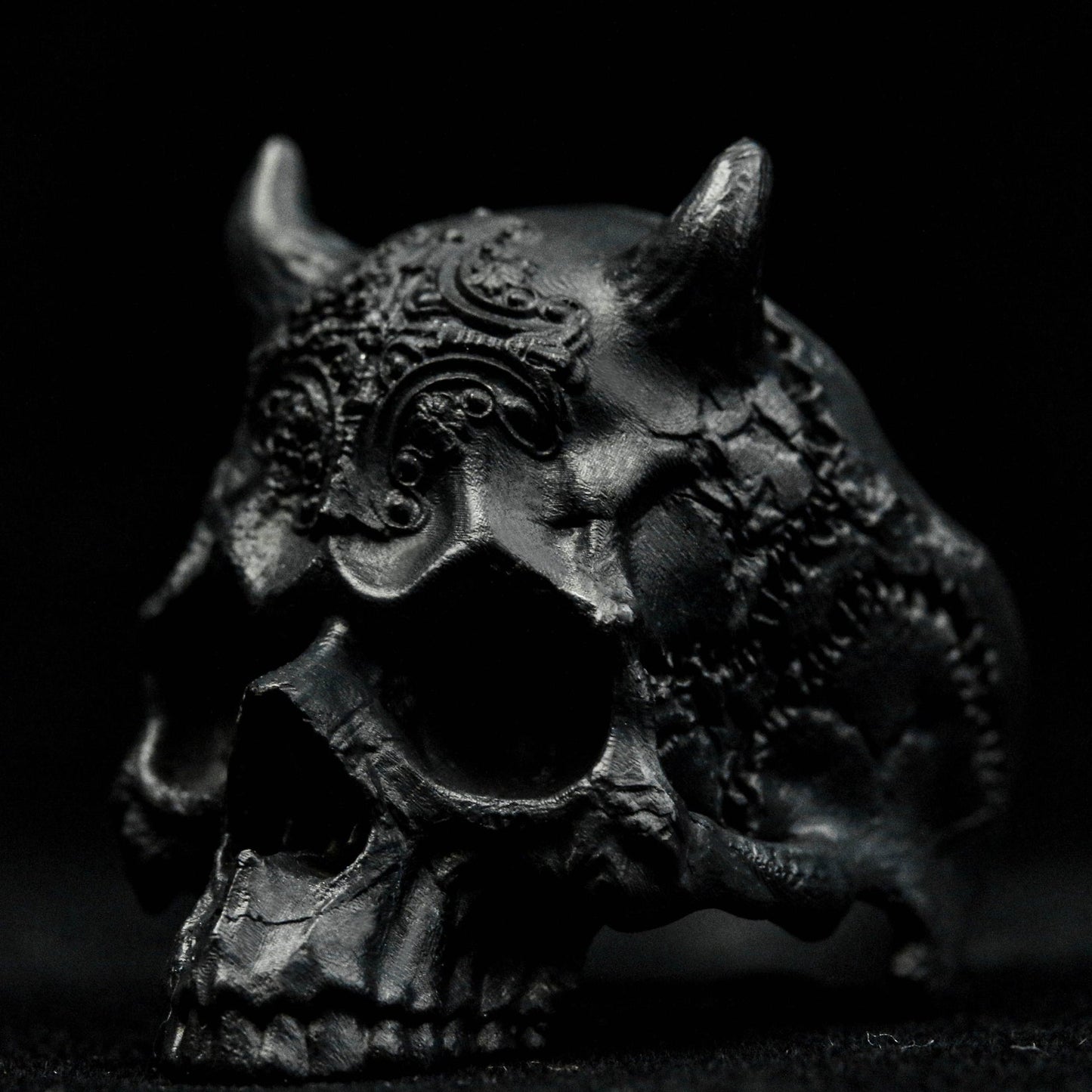 Jawless Skull Silver Ring