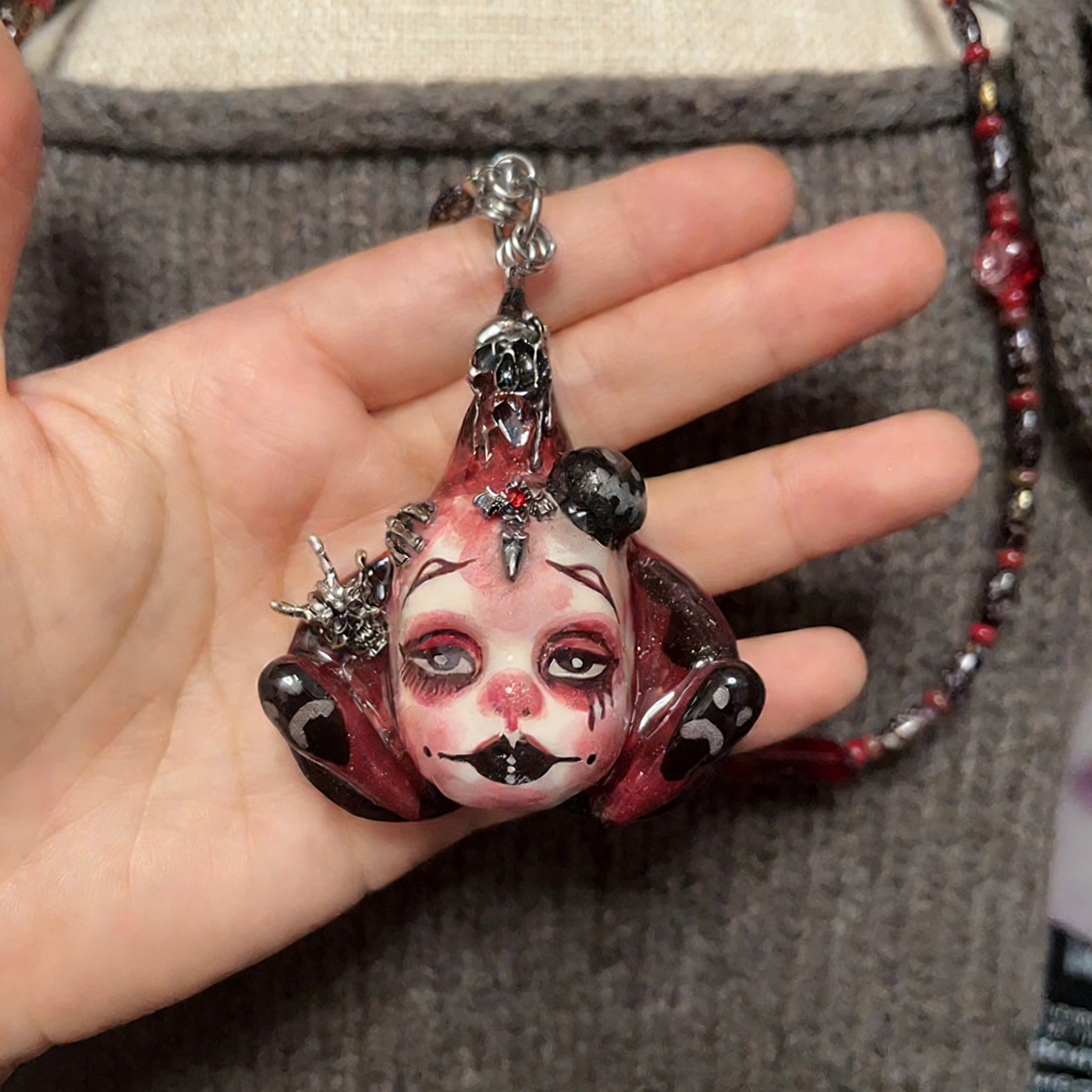 Blood Pupil Clown Gothic Doll Necklace