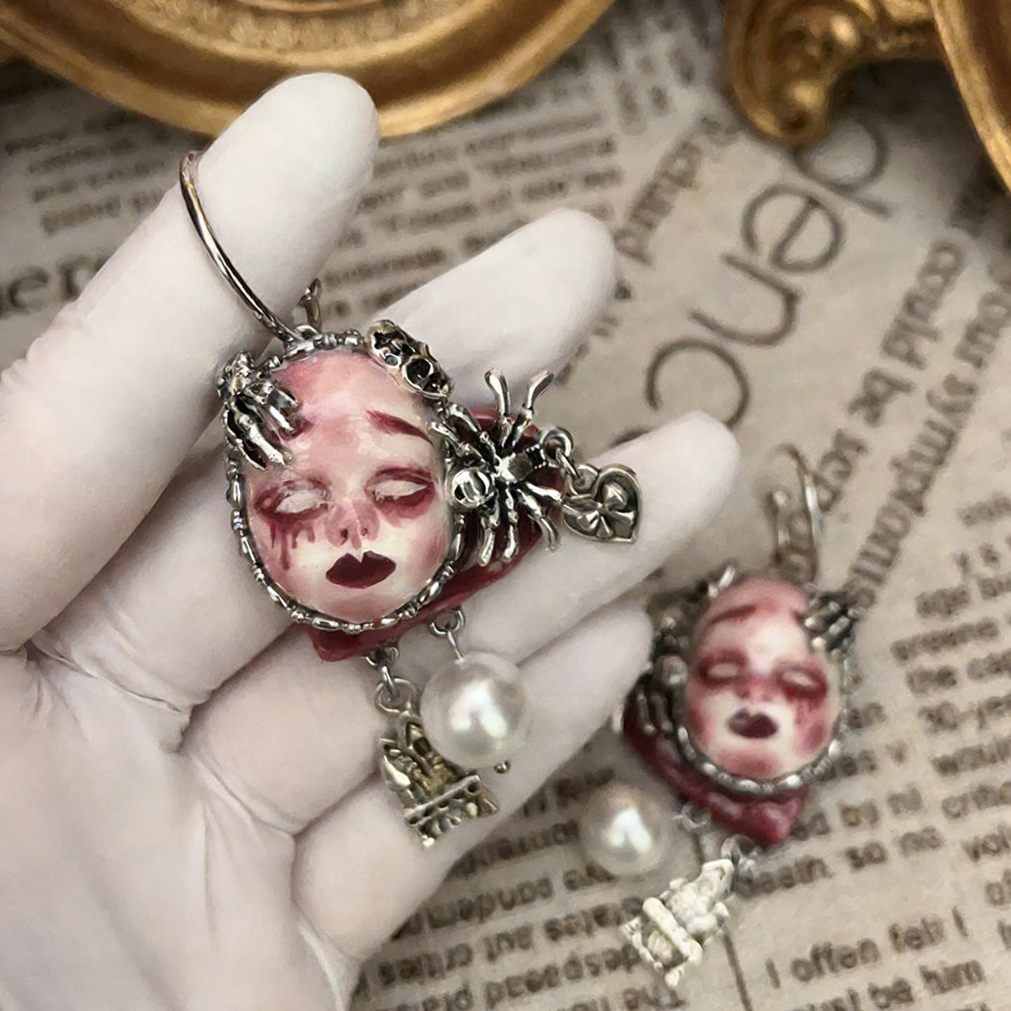 Bloody Tears Spider Castle Freak Baby Earrings