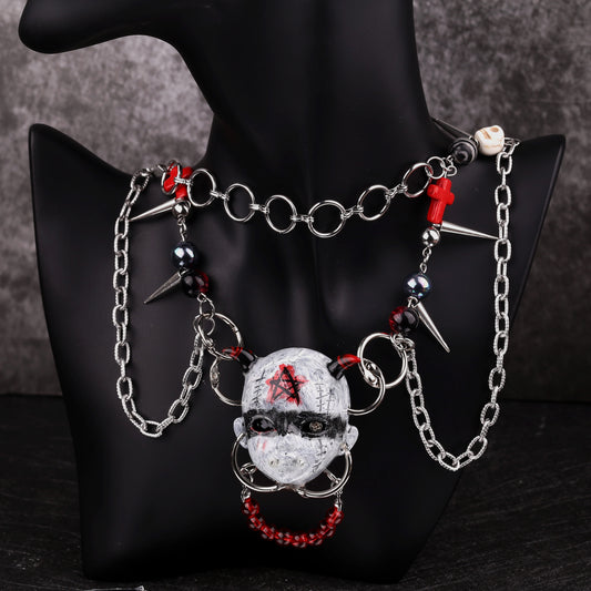 Gothic Devil Doll Head Necklace