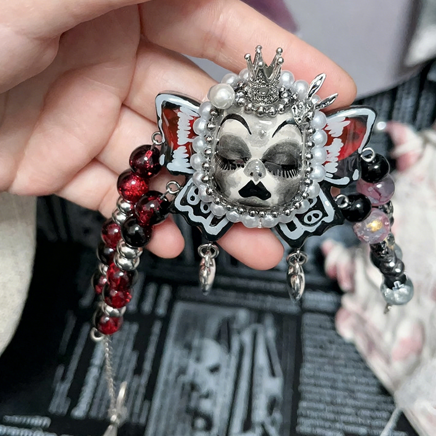 Black Butterfly Crown Heart Bracelet