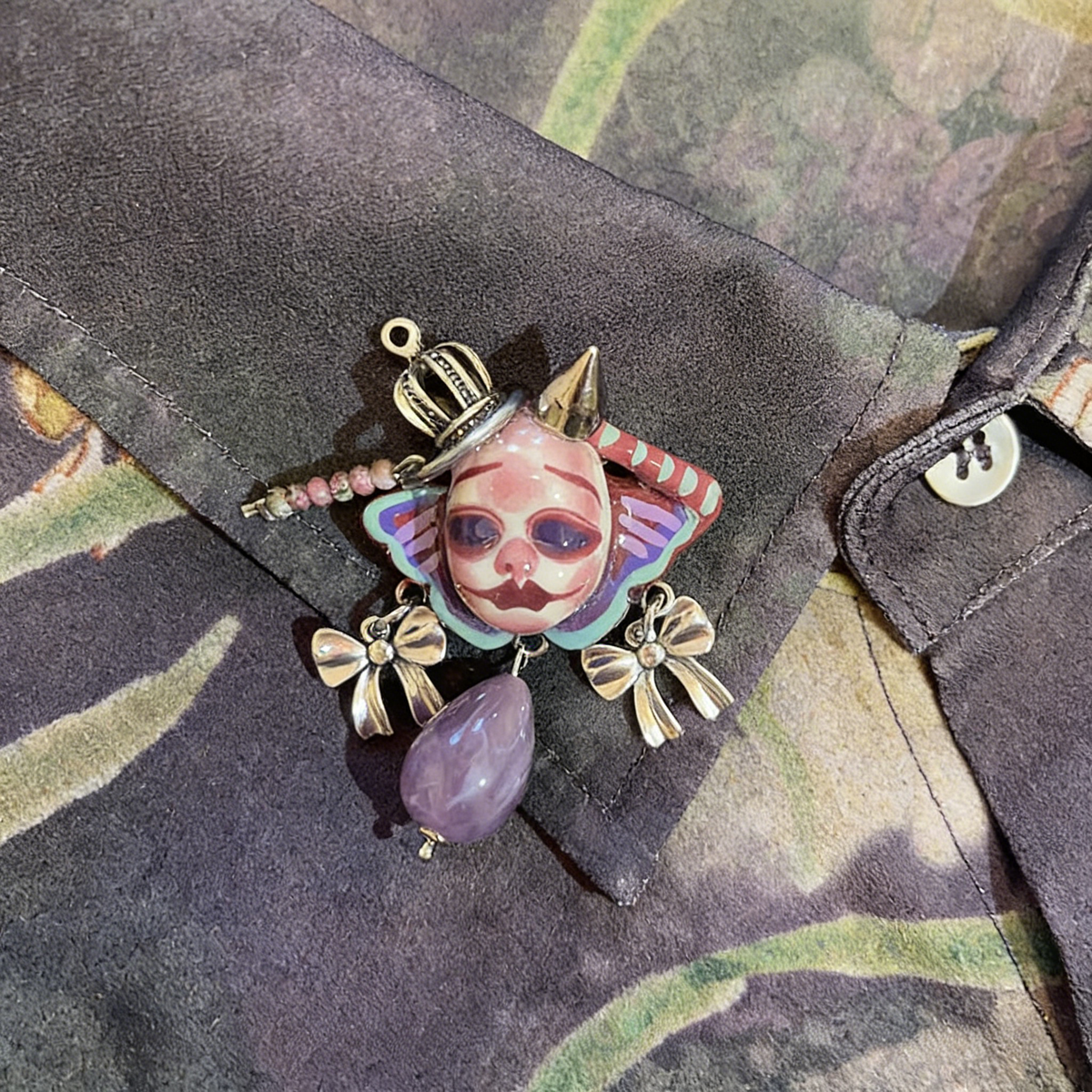 Purple Butterfly Spike Brooch